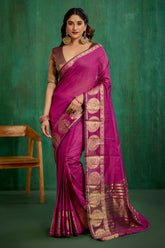 Elegant Pink Cotton Silk Woven Ready to Wear Saree - Perfect for Any Occasion-RTW-2619